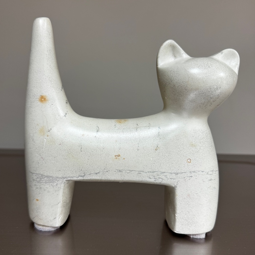 Elegant White Cat Midcentury Sculpture